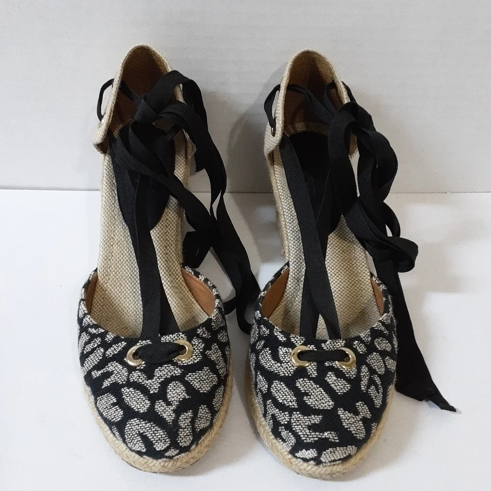 Santa Lolla women espadrille 6 animals printed metallic black boho vacation Y2K